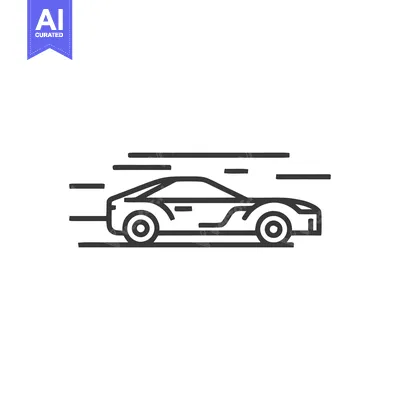 Sleek Sports Car Outline with Motion Lines on White Background