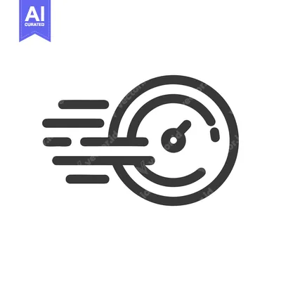 Speedometer Icon with Motion Lines, Fast Performance Symbol, Minimalis