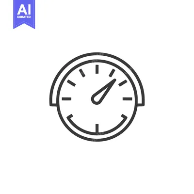 Minimalist Speedometer Icon: Clean Line Art on White Background