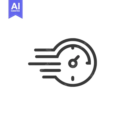 Speedometer Icon with Motion Lines, Fast Velocity Concept, Minimalist