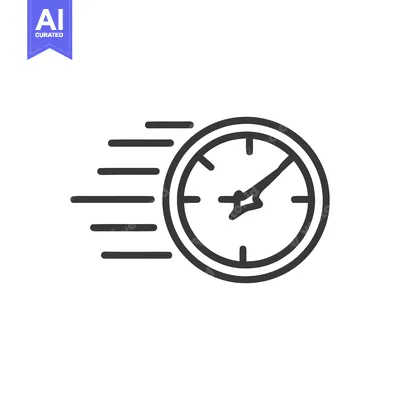 Fast Time: Minimalist Clock Icon with Motion Lines, Speed Concept