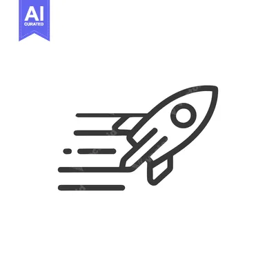 Sleek Rocket Launching with Speed Lines, Minimalist Icon Design
