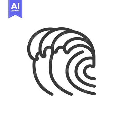 Download A Black and White Line Drawing of a Breaking Wave Vector Graphic