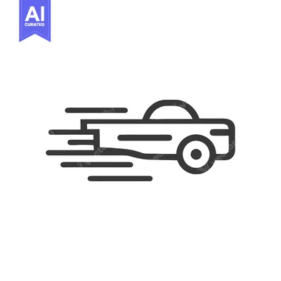 Aset desain premium: Sleek Car Icon with Motion Lines on White Background