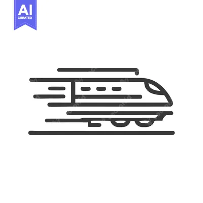 Aset desain premium: Sleek High-Speed Train Icon with Motion Lines on White Background