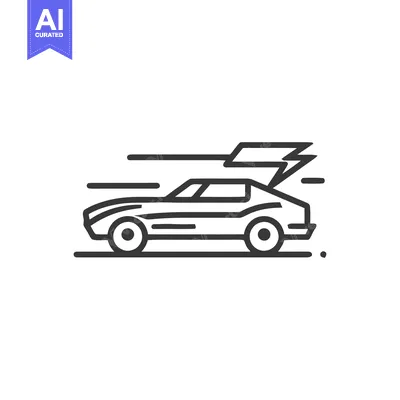 Aset premium populer: Sleek Car Icon with Speed Lines and Lightning Bolt Detail