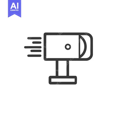 Popular premium asset: Minimalist CCTV Camera Icon with Motion Lines on White Background