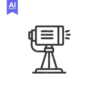 Spotlight Icon: Bold Line Art of a Stage Light on Tripod Stand