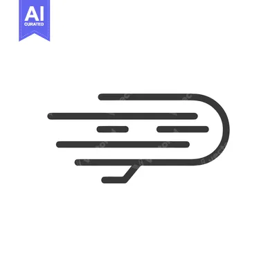 Minimalist Icon of Speed: Dynamic Motion Lines with Rounded Edge