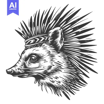 Aset premium populer: Spiky-Haired Fox Head in Profile