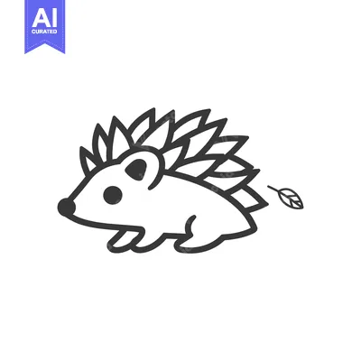 Download A Black and White Line Drawing of a Cartoon Hedgehog Vector Graphic