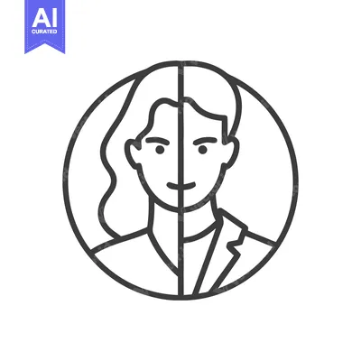 Aset premium populer: Dual Identity: Woman in Business Suit and Casual Attire, Line Art Icon