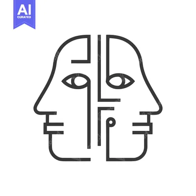 Aset premium populer: Abstract Faces: Minimalist Line Art of Two Profiles with Geometric Cir