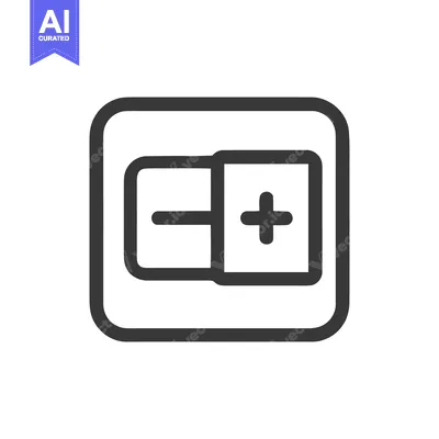Add or Remove Icon in Rounded Square, Simple Line Art