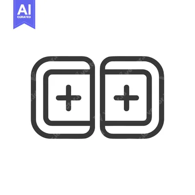 Double Plus Sign Icon: Bold Outline, Symmetrical Design, White Backgro