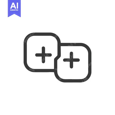 Overlapping Plus Icons: Dark Gray Rounded Squares on White Background
