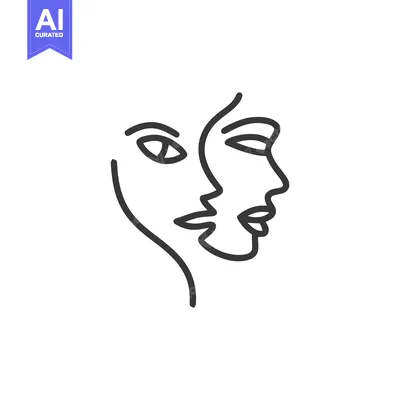 Minimalist Line Art: Intertwined Faces in Abstract Portraiture