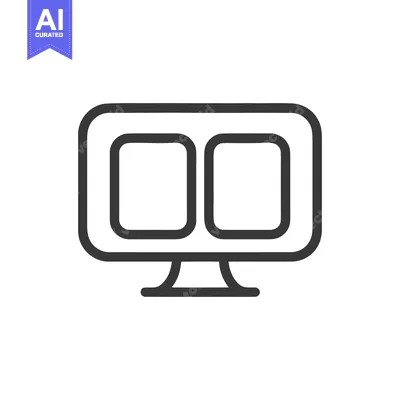 Aset premium populer: Dual-Screen Monitor Icon: Modern Minimalist Design with Rounded Edges