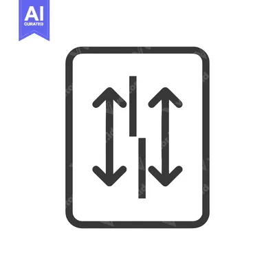Aset premium populer: Two-Way Traffic Sign: Up and Down Arrows with Central Divider in Round