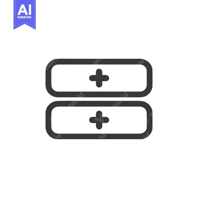 Two Rectangular Boxes with Plus Signs, Dark Gray on White Background,