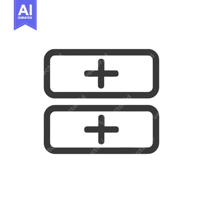 Stacked Plus Icons in Rounded Rectangles, Dark Gray on White