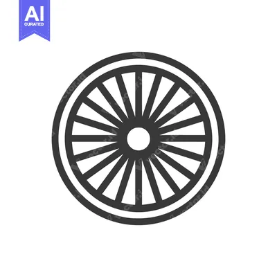 Aset premium populer: Minimalist Wheel Icon: Circular Design with Radial Spokes on White