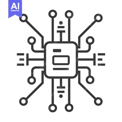 Download A black and white line drawing of a circuit board with connected nodes Vector Graphic