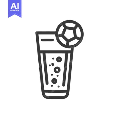 Aset premium populer: Refreshing Football: A Glass of Bubbly Drink with Soccer Ball Garnish