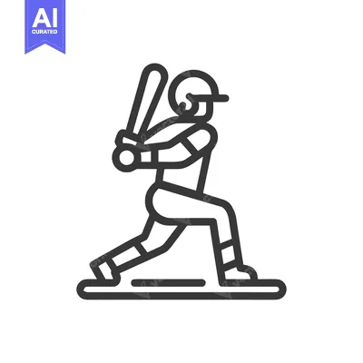 Aset desain premium: Minimalist Baseball Batter Icon: Ready to Swing, Bold Line Art