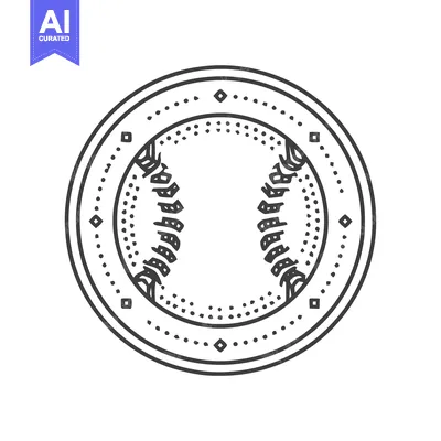 Minimalist Baseball Icon with Decorative Circle and Stitching Details