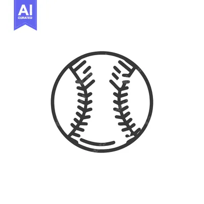Baseball Icon: Clean Line Art Illustration on White Background