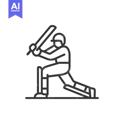 Premium design asset: Minimalist Cricket Batter Icon: Ready to Strike with Bat