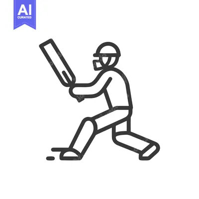 Aset desain premium: Minimalist Cricket Player Icon: Batting Stance, Helmet, and Pads