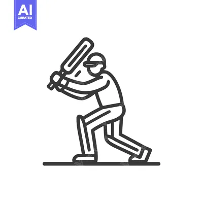 Popular premium asset: Minimalist Cricket Batter Icon: Ready to Strike with Bat