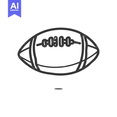 Aset desain premium: Bold Outline of American Football on White Background, Minimalist Desi