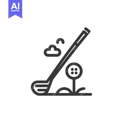 Premium design asset: Minimalist Golf Icon: Club, Ball, Tee, and Cloud Outline Design