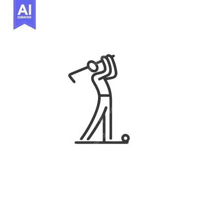 Minimalist Golf Swing: Line Art Depicting Golfer Hitting Ball with Clu