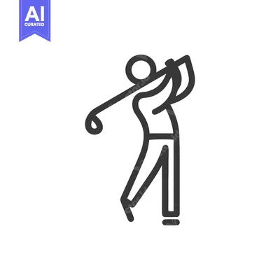 Minimalist Golf Swing Icon: Bold Outline, Clean Design, Sporty Silhoue