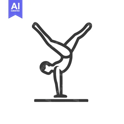 Gymnastics Handstand on Parallel Bars, Minimalist Line Art Icon