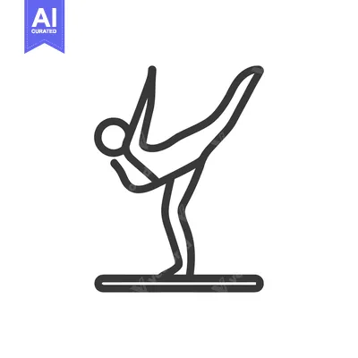 Minimalist Yoga Pose Icon: Balancing Stick Figure on Platform