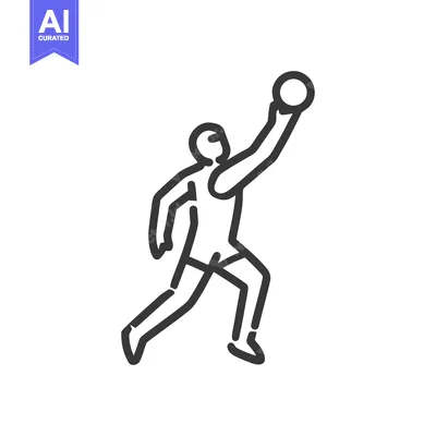 Dynamic Basketball Player Outline Icon in Action, White Background