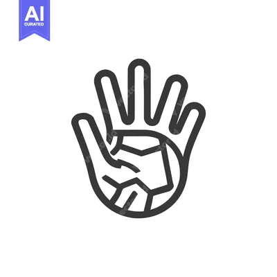 Cracked Handprint: Abstract Symbol of Fragility and Strength in Outlin
