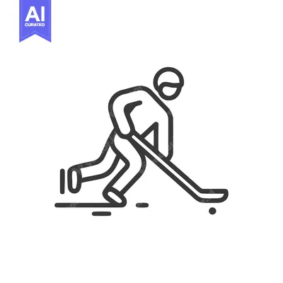 Aset desain premium: Minimalist Hockey Player Icon: Action, Sport, and Graphic Design Eleme
