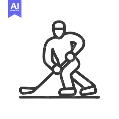 Minimalist Hockey Player Icon: Dynamic Action, Clean Lines, Sports Sym