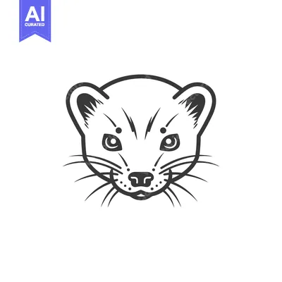 Download A Black and White Line Drawing of a Civet's Face Vector Graphic