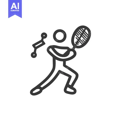 Aset premium populer: Minimalist Badminton Player Icon: Dynamic Stroke, Clean Design, Sporty
