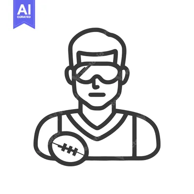 Minimalist Icon of a Rugby Player with Ball and Goggles, Bold Outline