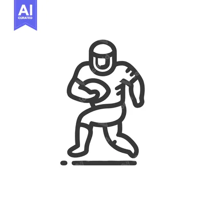 Bold Line Art: American Football Player Running with Ball