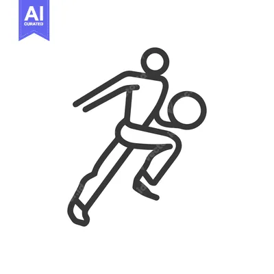 Dynamic Basketball Player Icon: Minimalist Line Art in Motion