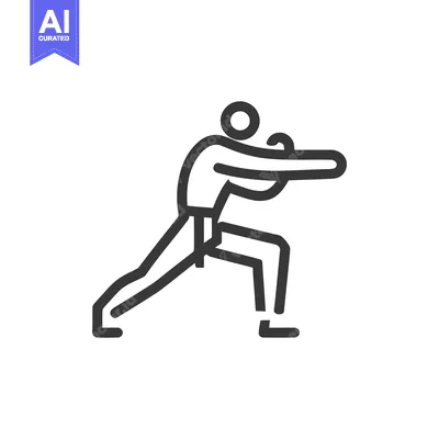Minimalist Boxer Icon: Striking Pose, Modern Line Art Design
